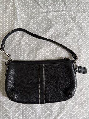 Coach Black Pebbled Leather Mini Wristlet